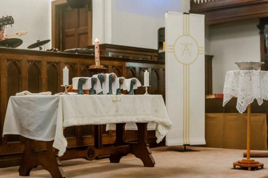 Communion elements on the altar